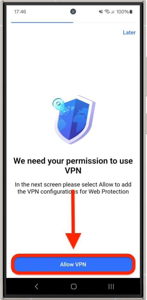 Allow VPN - install NETGEAR Armor on Android