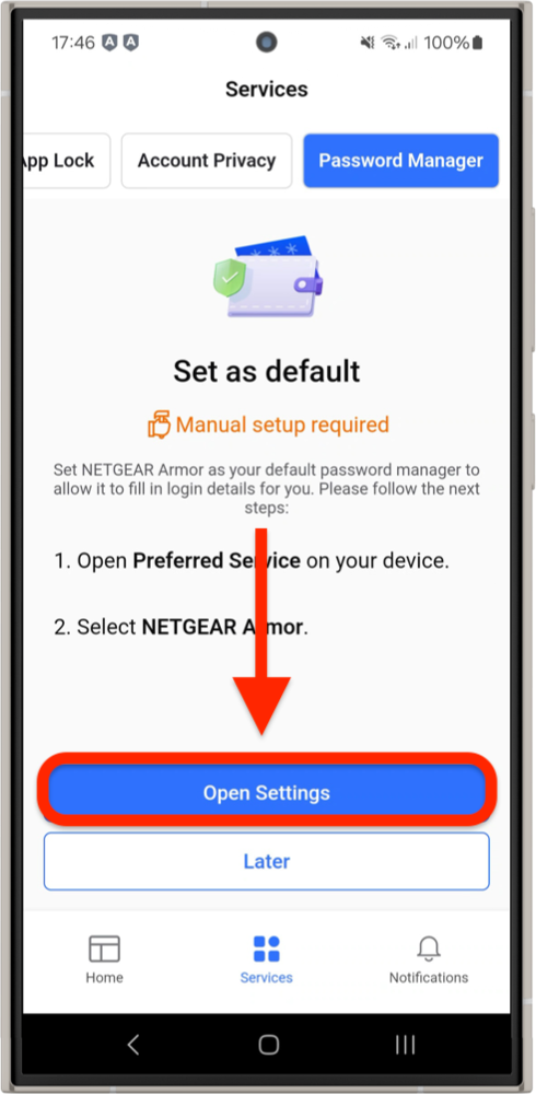 Open settings