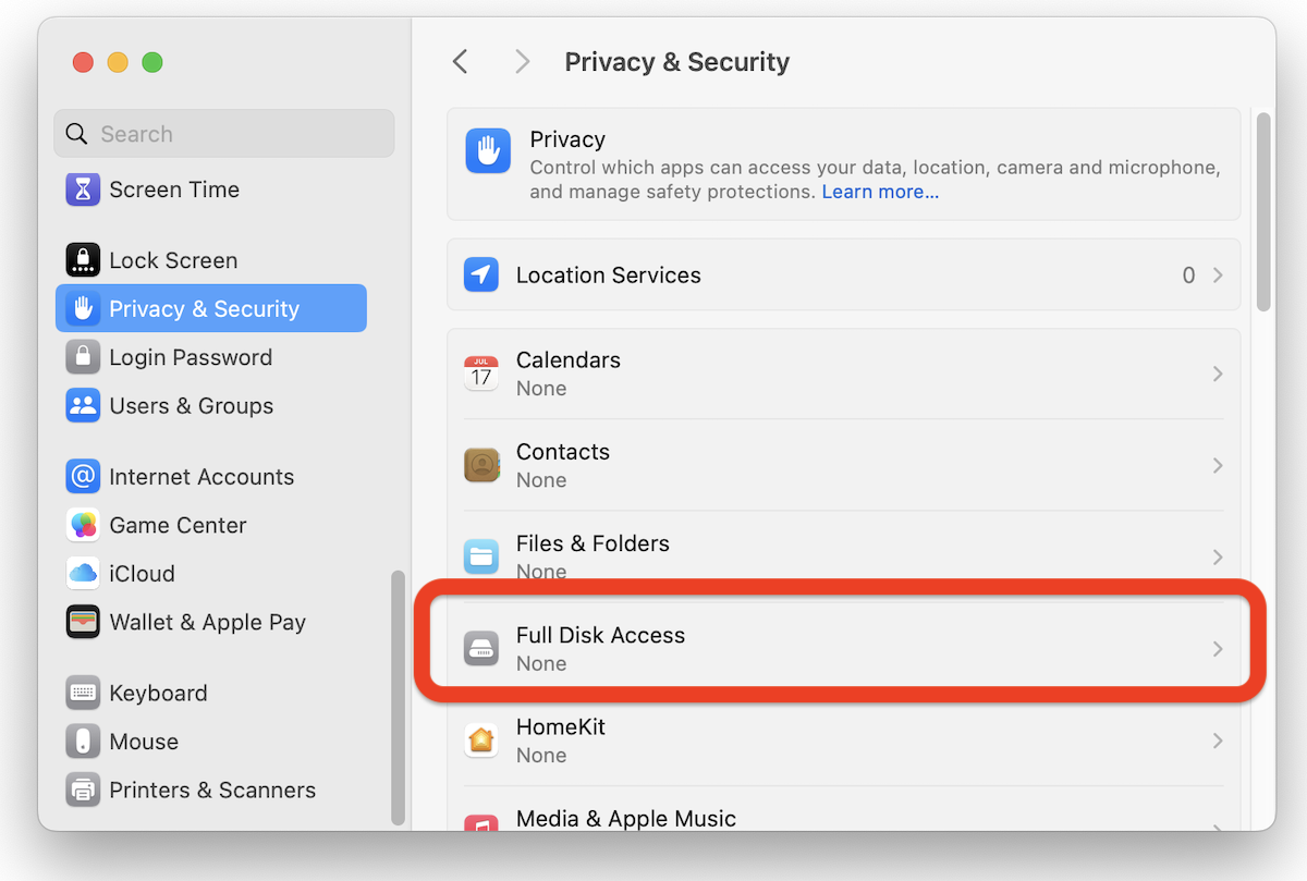Full Disk Access