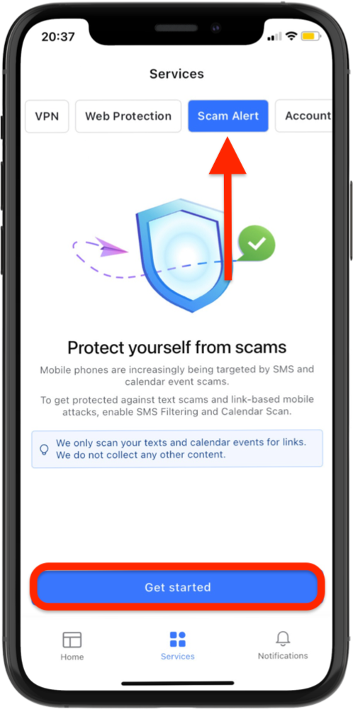 Scam Alert > Get started