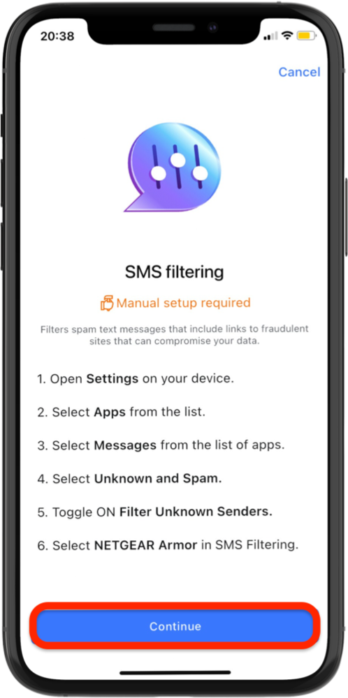 SMS filtering