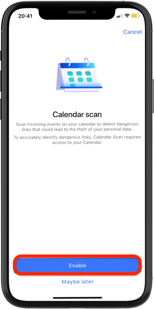 Enable Calendar scan