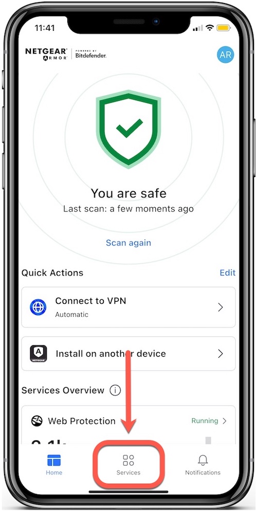 NETGEAR Armor for iOS - Services