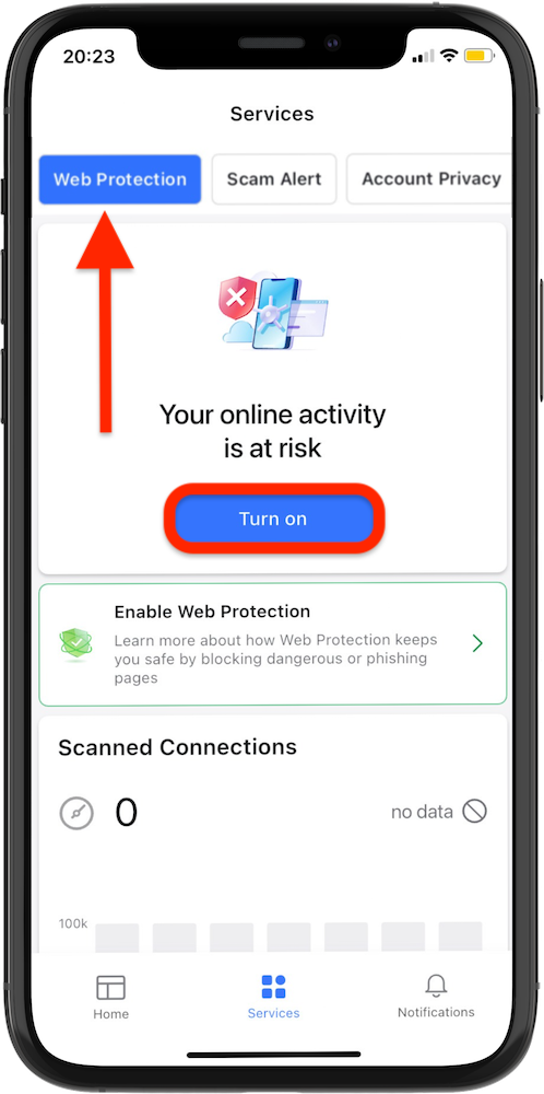 Turn on Web Protection