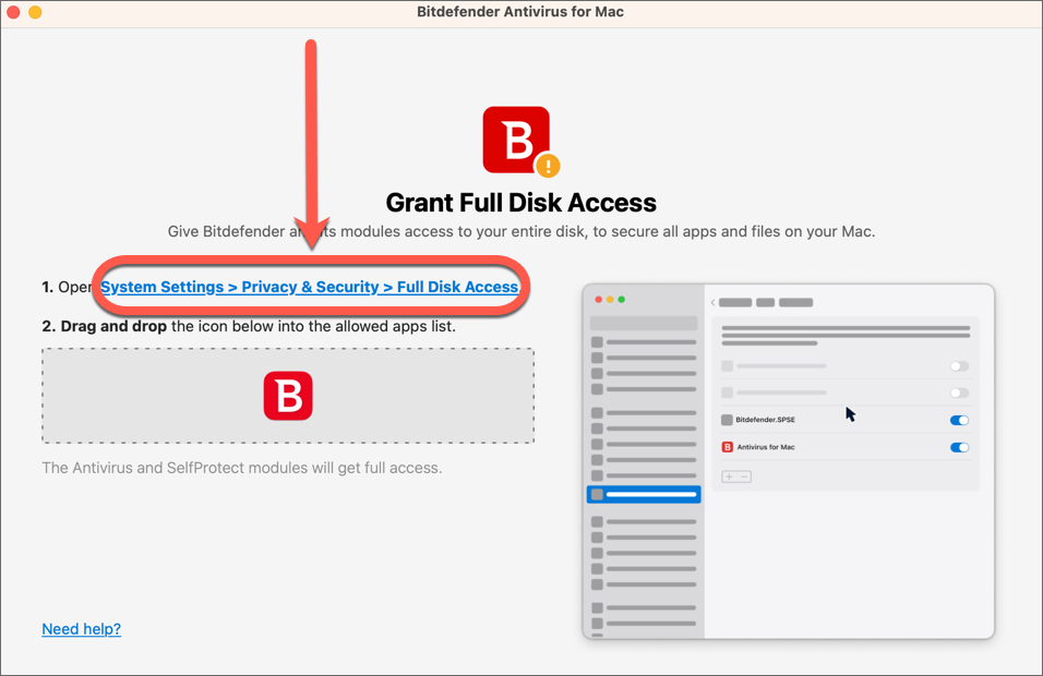 Grant Full Disk Access on Ventura