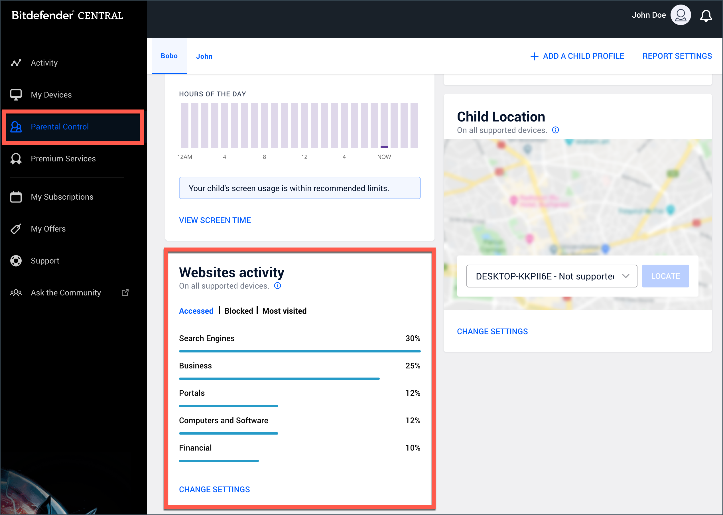 Sleduje Bitdefender vaše webové stránky?