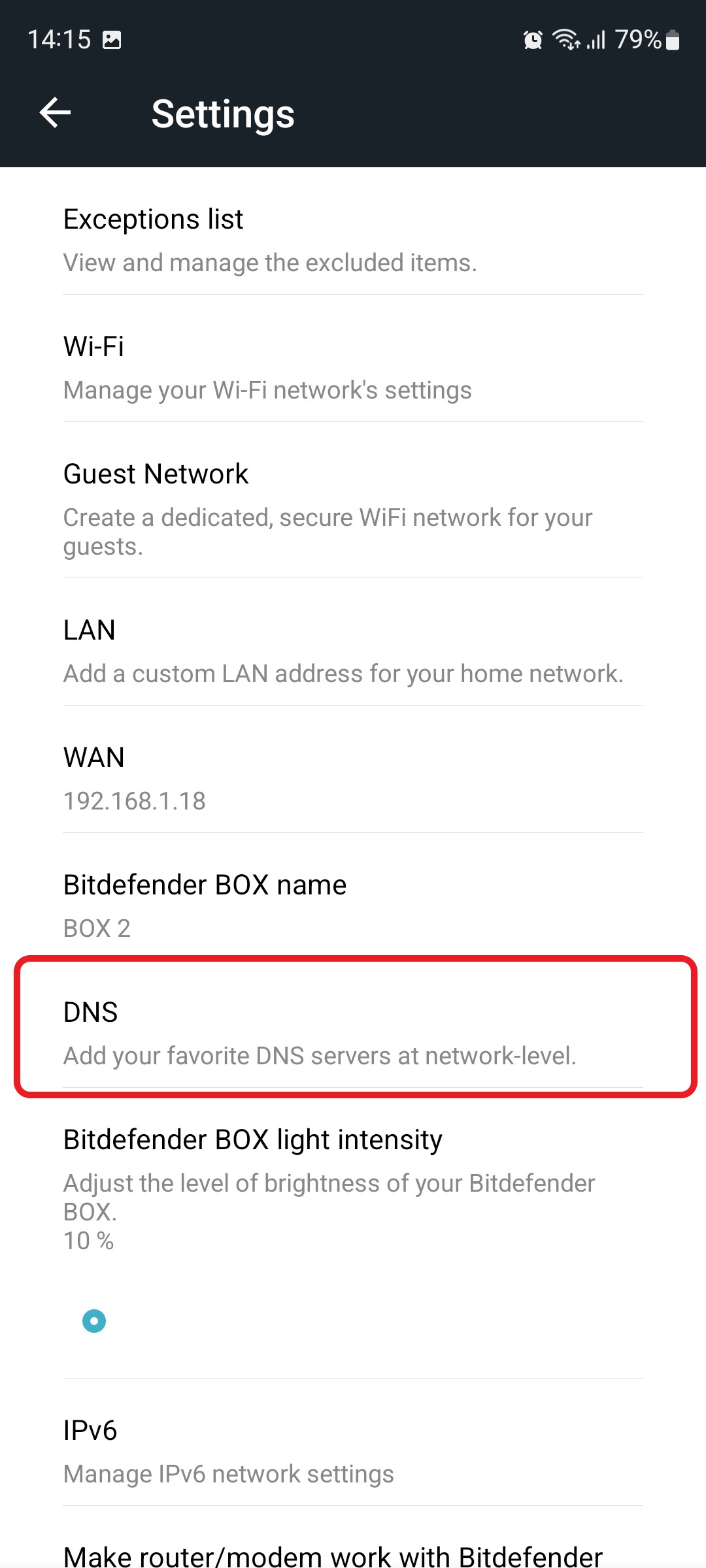 How to set up a custom DNS server on Bitdefender BOX