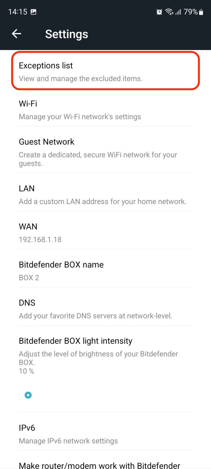How to Allow a website blocked by Bitdefender BOX & view Exceptions List