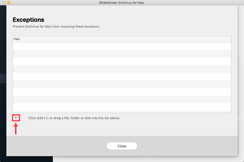 add an antivirus exception in Bitdefender Antivirus for Mac