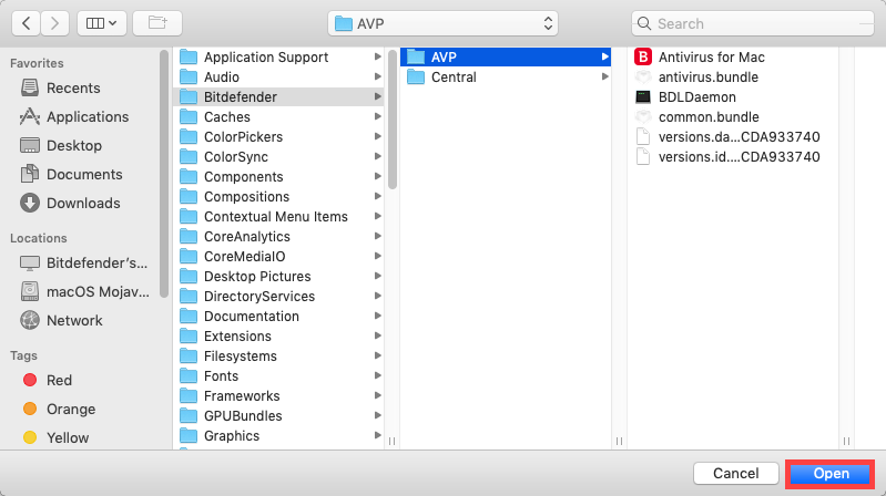 add an antivirus exception in Bitdefender Antivirus for Mac - select file