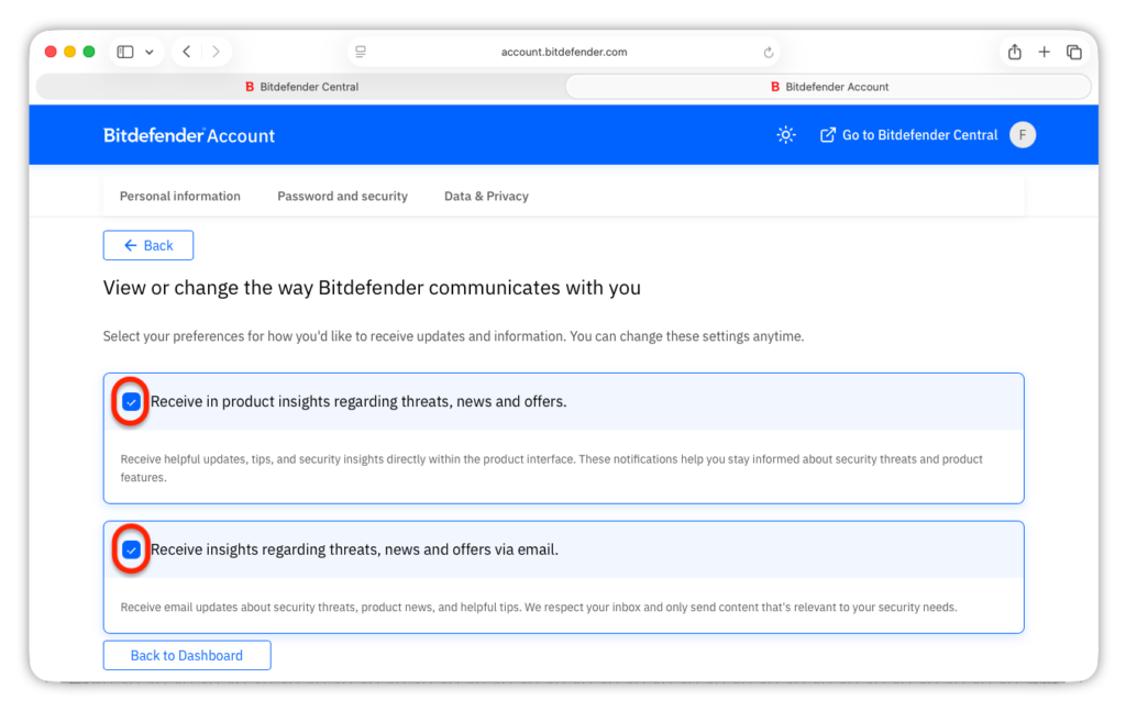 Stop promotional messages via Central