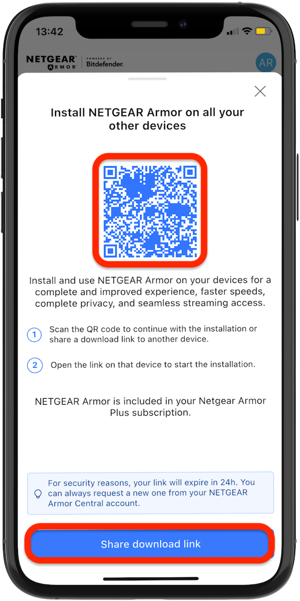 Install NETGEAR Armor on all your other device via the mobile app