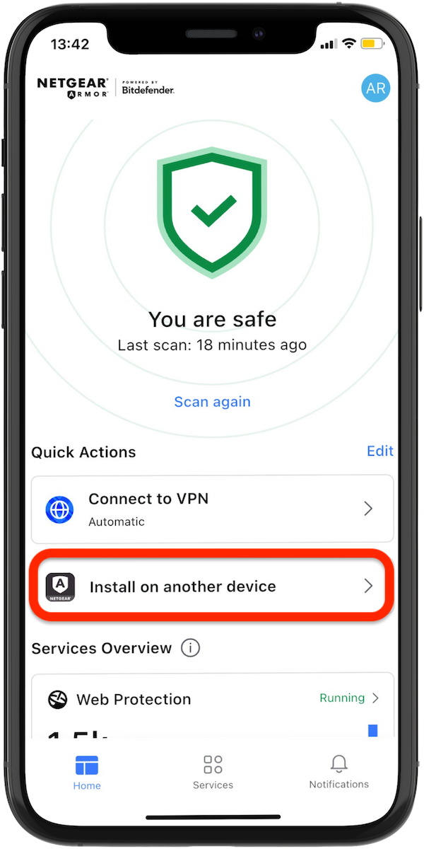 NETGEAR Armor Install on another device