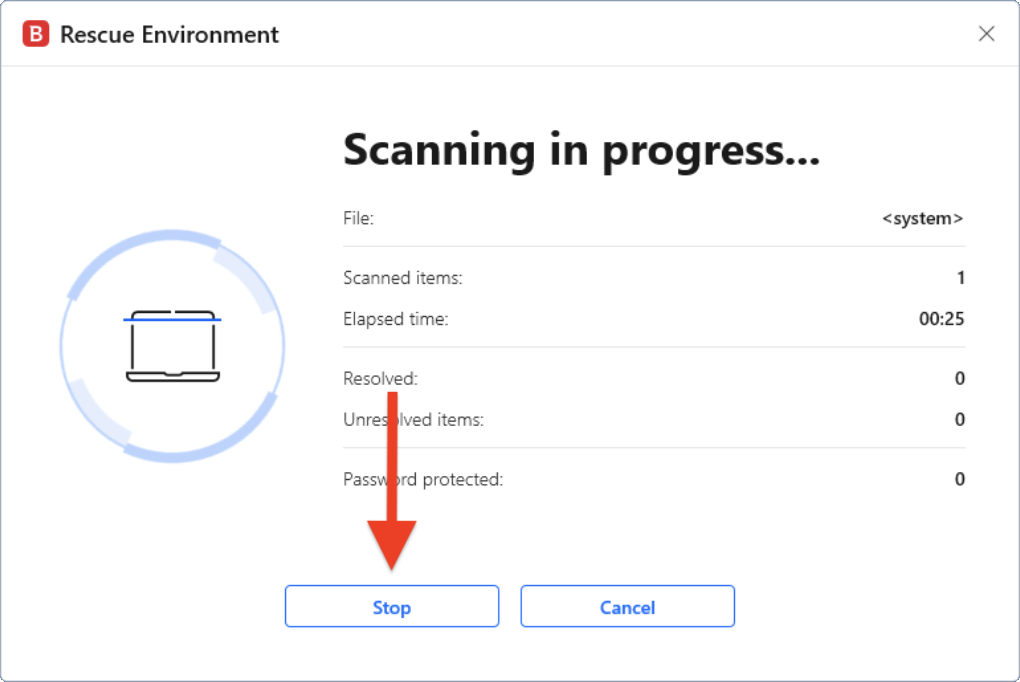 Stop Rescue Environment scan