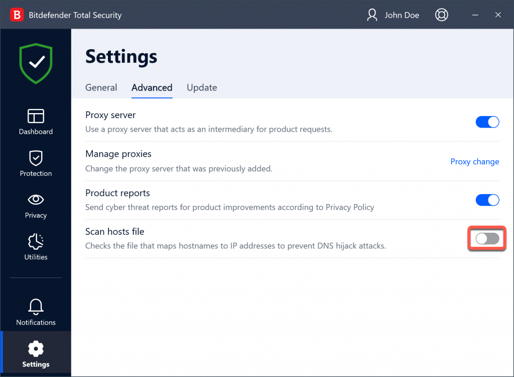 How to disable all modules in Bitdefender