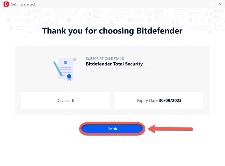 Bitdefender'ı Windows'a Yükle - Finish