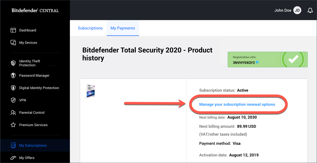 A assinatura do BitDefender renova automaticamente?