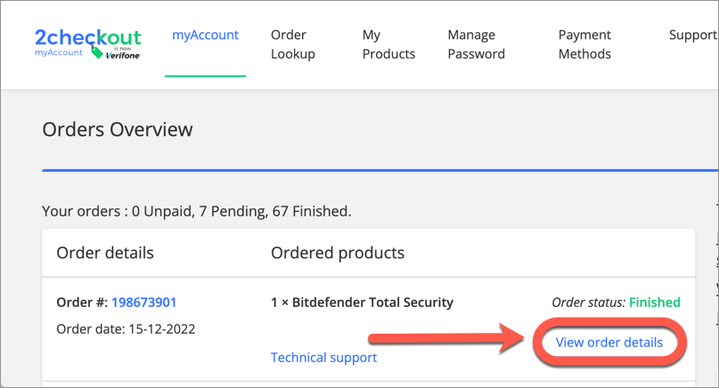 View order details to find the invoice