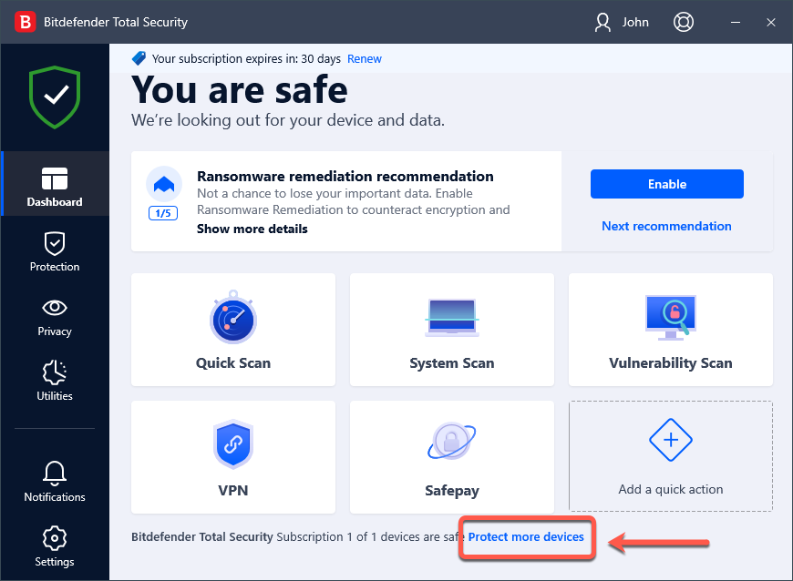 Você pode atualizar a assinatura do BitDefender?