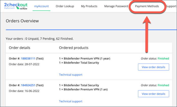 Go to Payment Methods to change your credit card