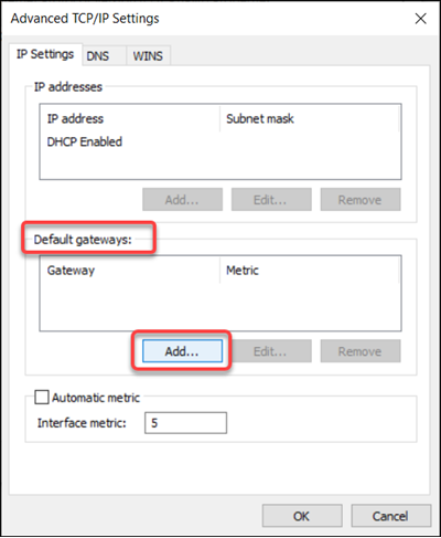 Default gateways