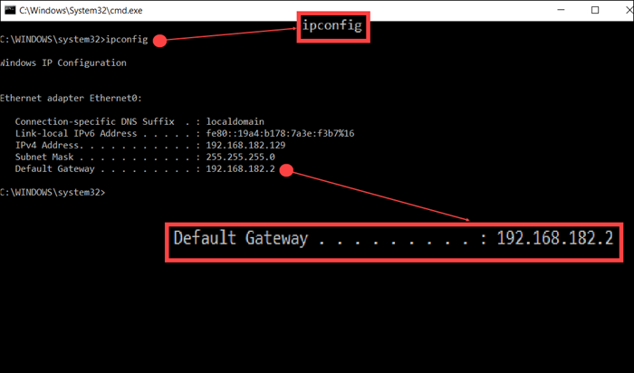 Finding your Default Gateway