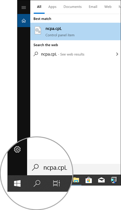 Entering the NCPA.CPL command - solve VPN errors