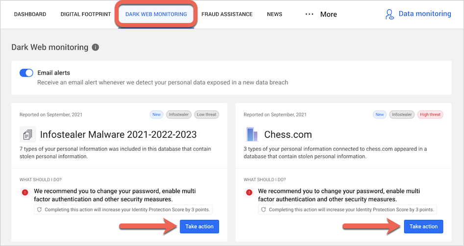 How to use Bitdefender Digital Identity Protection - Dark web monitoring