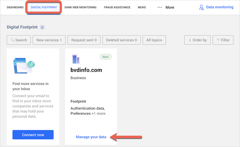 Digital Footprint > Manage your data