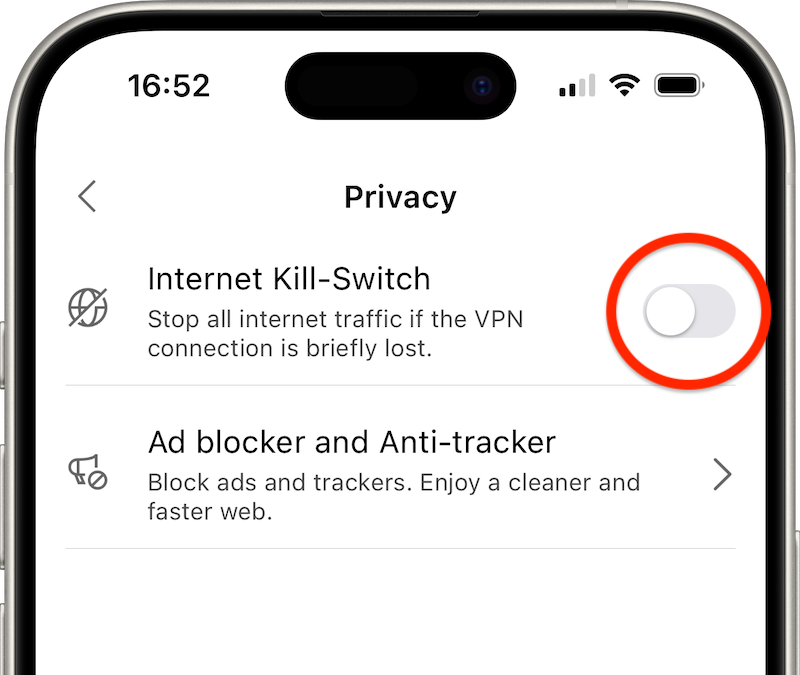 Bitdefender VPN Kill-Switch iPhone