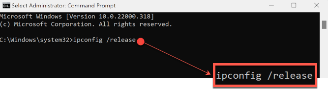 ipconfig /release