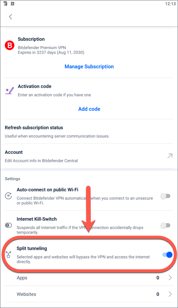 Use Split tunneling if you can't access a site when Bitdefender VPN is active on Android.
