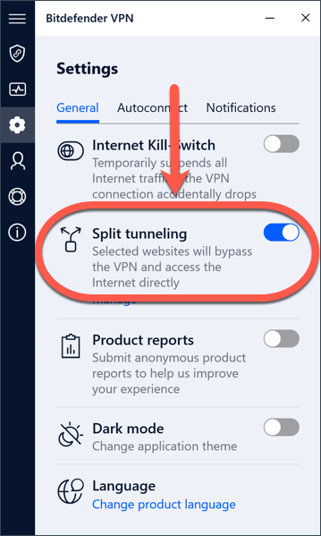 Use Split tunneling if you can't access a site when Bitdefender VPN is active on Windows.