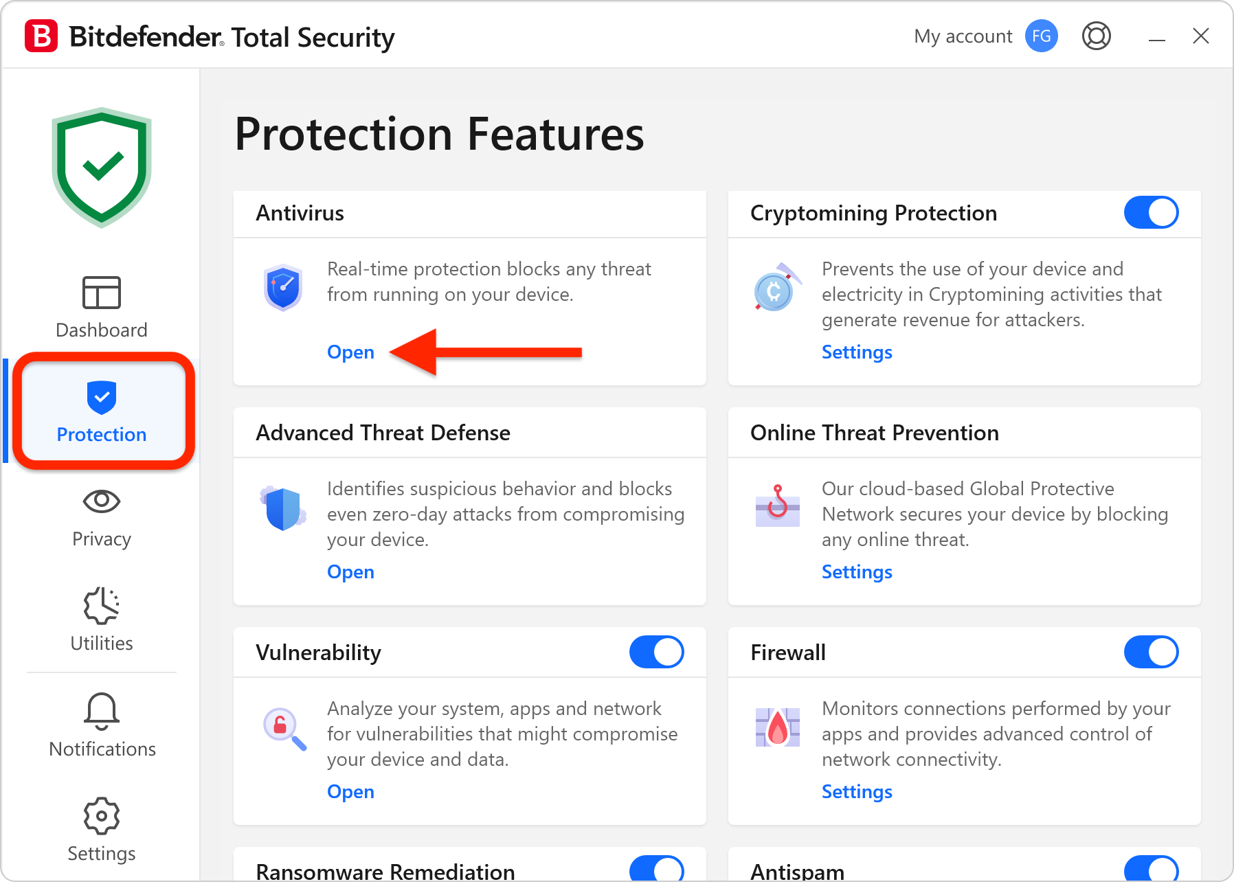 How to disable Bitdefender features - Antivirus