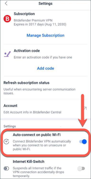 Bitdefender VPN - Auto-connect on public Wi-Fi