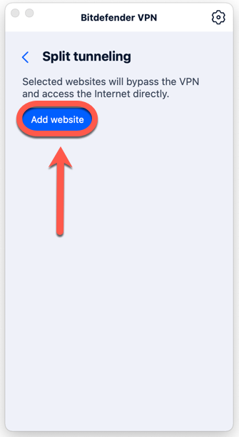 Add website to Split tunneling