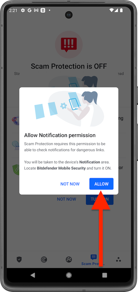 Allow Bitdefender to scan SMS messages