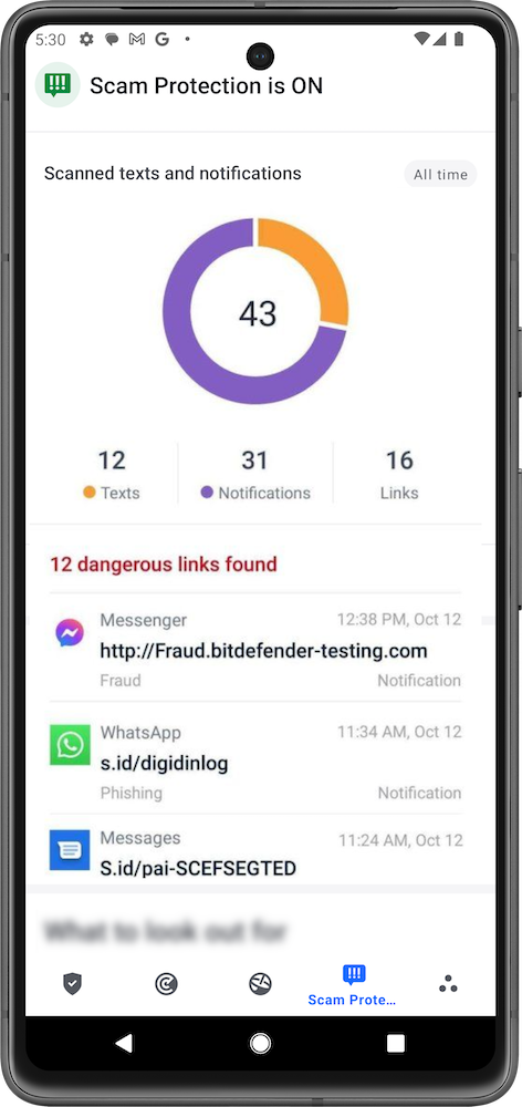 Scanned texts and notifications