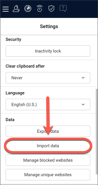 Import data button