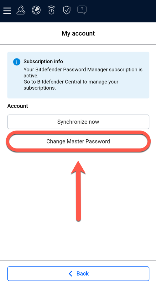 Change master password