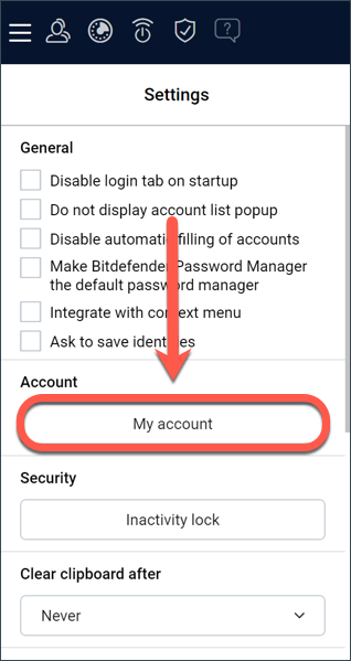 My account button