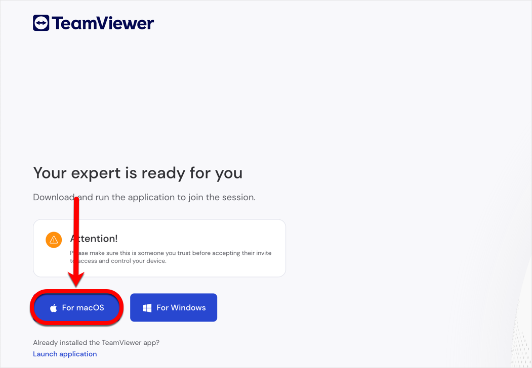 Join TeamViewer on macOS