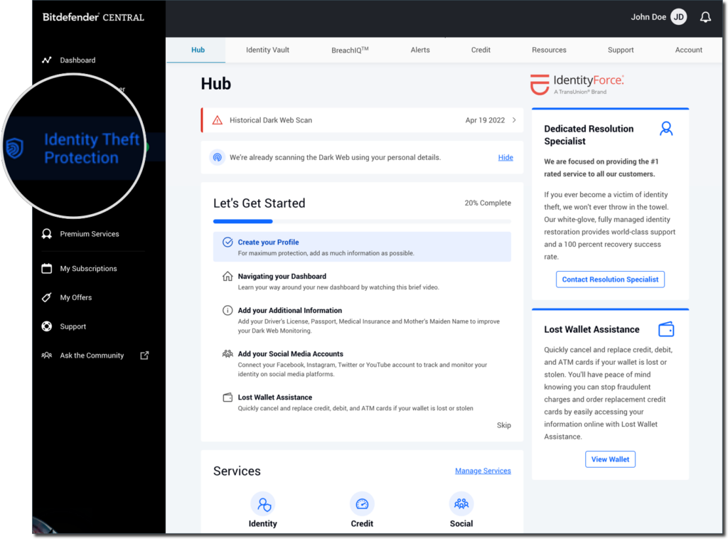 How to Use your Bitdefender Identity Theft Protection dashboard