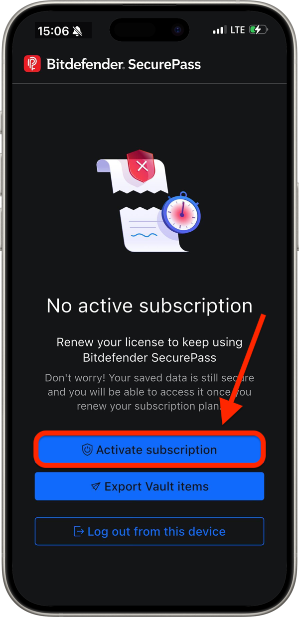SecurePass > Activate subscription