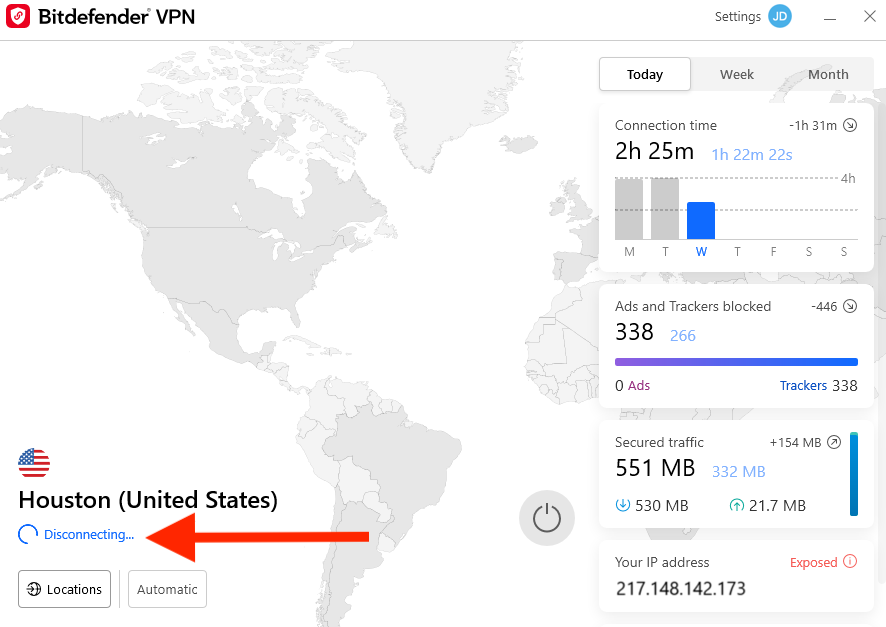 Bitdefender VPN stuck disconnecting