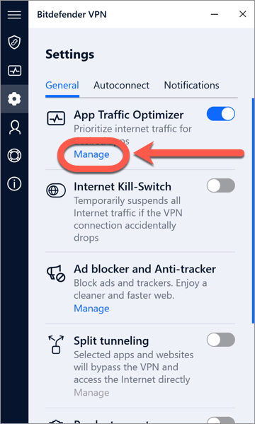 Manage App Traffic Optimizer
