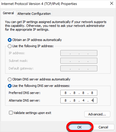 OK - change DNS on Windows