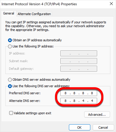 Custom DNS on Windows