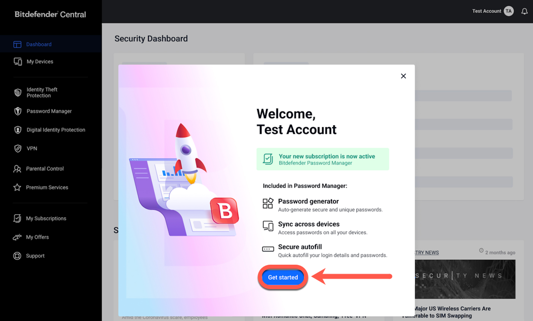 Bitdefender Password Manager Shared Plan - Get started