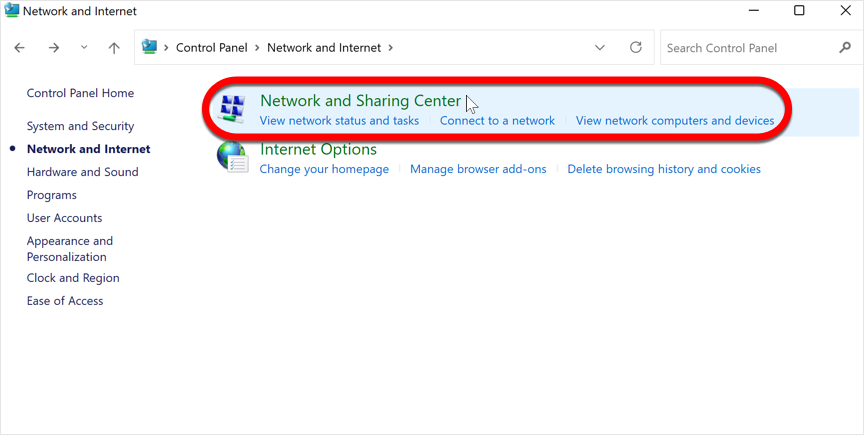 Network and Sharing Center